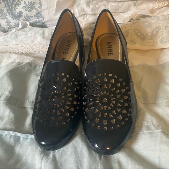 Anne Klein Jinni Patent Leather Black Block Heeled Loafer Size 8 - Picture 3 of 10
